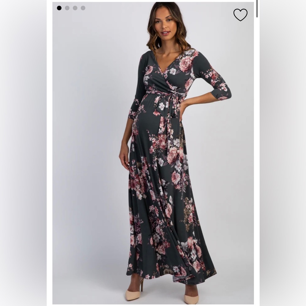 Pinkblush Floral Maxi Dress - Gray and Pink